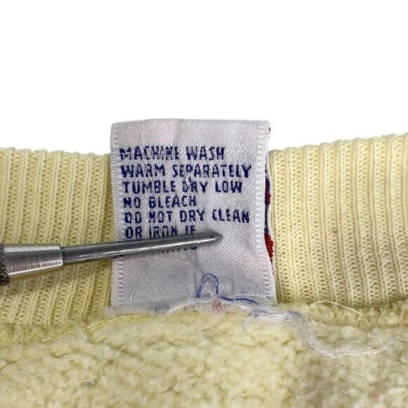 Vintage 80s National Screenprint Mens Yellow Fleece Pullover Sweatshirt Large. - Picture 4 of 4